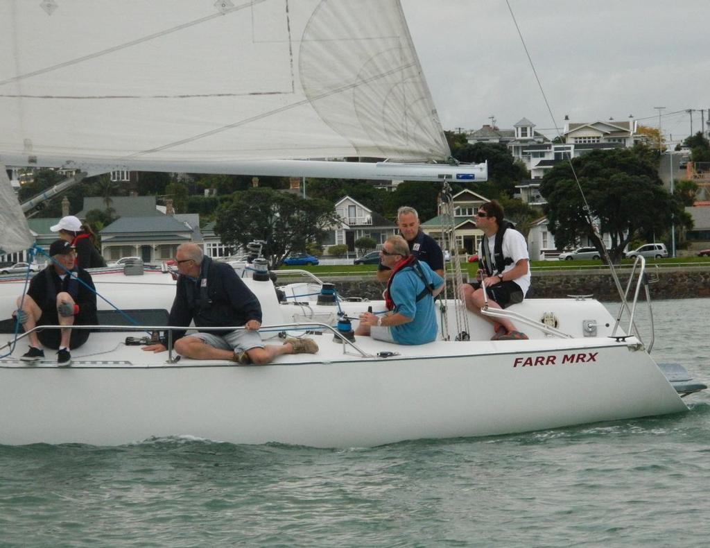 Rebecca Hayter's Boating NZ & friends crew made a flying start and were first ashore - must have had a deadline to meet  - 2014 NZ Marine Industry Sailing Challenge © Tom Macky